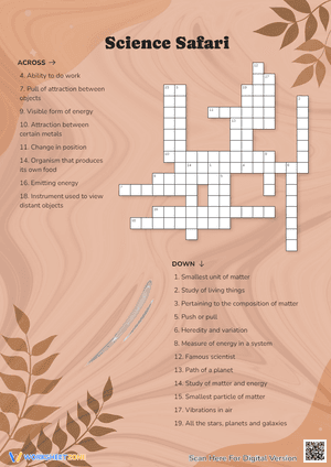 Science Safari Crossword Puzzle