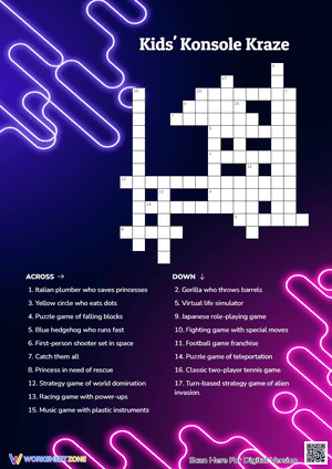 Kids' Konsole Kraze Crossword Puzzle