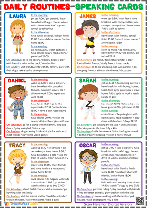 Daily Routines ESL Printable Speaking Activity Cards