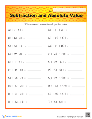 Subtraction and Absolute Value