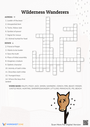 Grade 3 Lord Of The Flies Crossword Puzzle Worksheets 2024