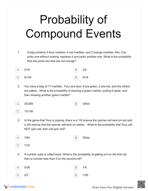 Probability of Compound Events Quiz 4