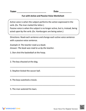 Fun with Active and Passive Voice Worksheet