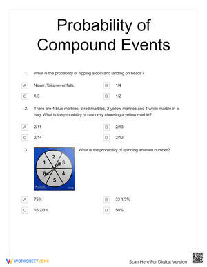 Probability of Compound Events Quiz 3