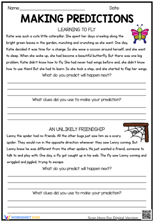 Making Predictions Reading Strategy Worksheet