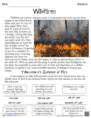 Wildfires Sequencing Nonfiction Passage