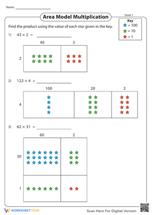 Area Model Multiplication with Stars