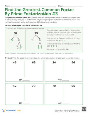 Find the Greatest Common Factor By Prime Factorization 3