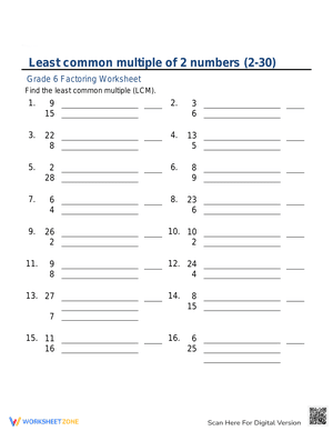 Least common multiple of 2 numbers part 3