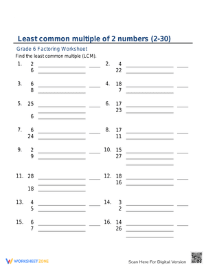 Least common multiple of 2 numbers part 6