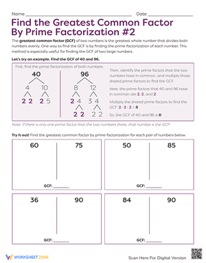 Find the Greatest Common Factor By Prime Factorization 2