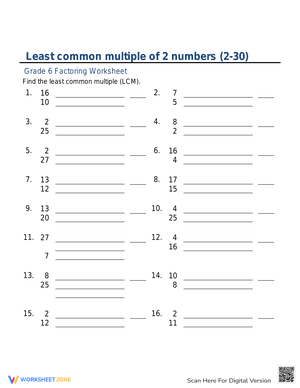 Least common multiple of 2 numbers part 4