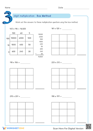3- Digit Multiplication using Box Method 5