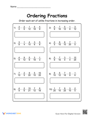 Ordering Fractions 7
