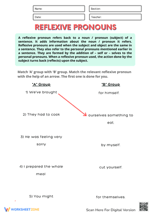 Reflexive Possessive Pronouns Practice Worksheets 3
