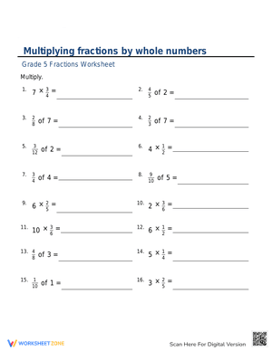Multiplying fractions by whole numbers 2