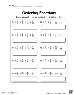 Ordering Fractions 9