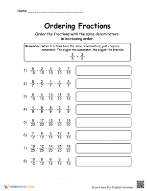 Ordering Fractions 1