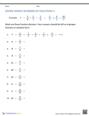 Dividing Whole Numbers by Fractions Without Model 3