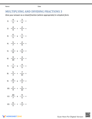 Multiplying and Dividing Fractions 3