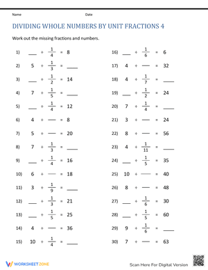 Dividing Whole Numbers by Unit Fractions 4