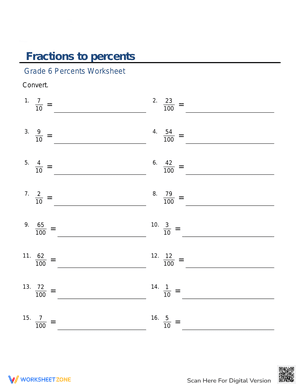 Convert fractions to percents 1