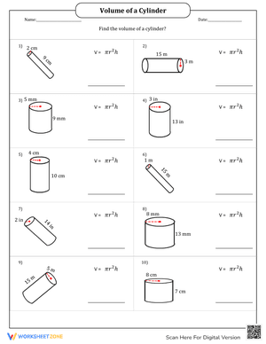 Find the Volume of a Cylinder 2