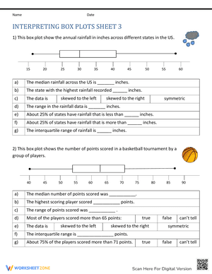Interpreting Box Plot Worksheets 3