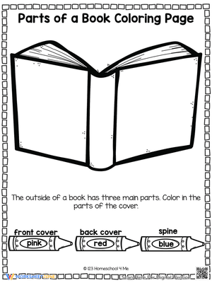 Parts of a book Coloring page