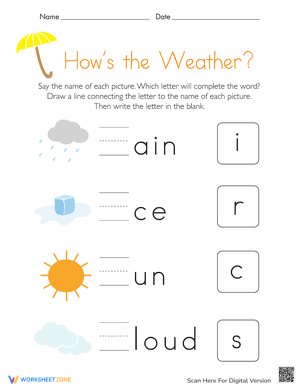 Write the Missing Letter - How's the Weather