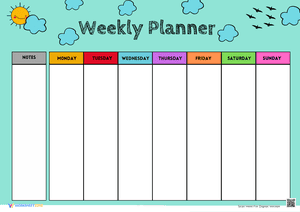 Weekly planner for kids