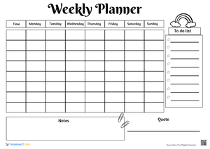 Weekly planner black white