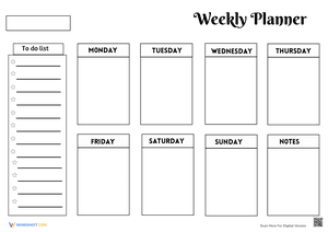 Weekly planner black white 2