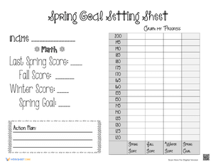 Spring Goal Setting math Worksheet