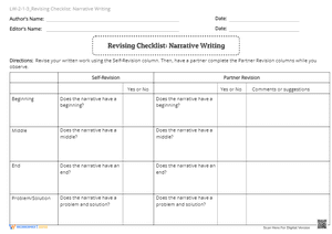 LW-2-1-3_Revising Checklist Narrative Writing
