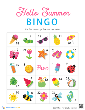 Hello Summer Bingo Cards 3