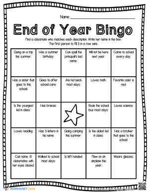End of Year Bingo