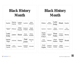 Black History Month Bingo 7