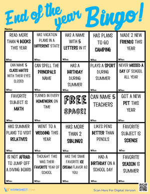 Exciting End of the Year Bingo