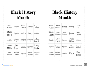 Black History Month Bingo 8