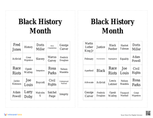 Black History Month Bingo 3