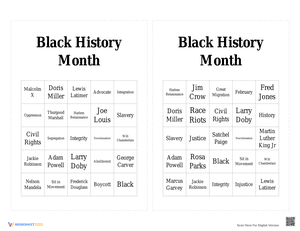 Black History Month Bingo 2