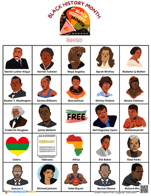 Black History Month Bingo Cards 1