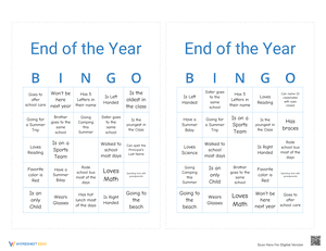 End of the Year Bingo 6