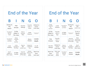 End of the Year Bingo 2