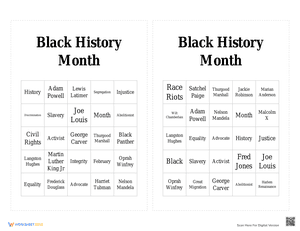 Black History Month Bingo 9