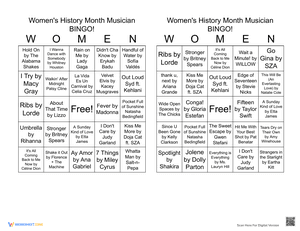 Women's History Month Musician BINGO 20