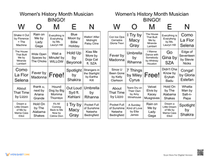 Women's History Month Musician BINGO 11