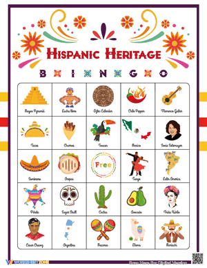 Hispanic Heritage Month Bingo Game Cards 2