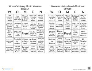 Women's History Month Musician BINGO 21
